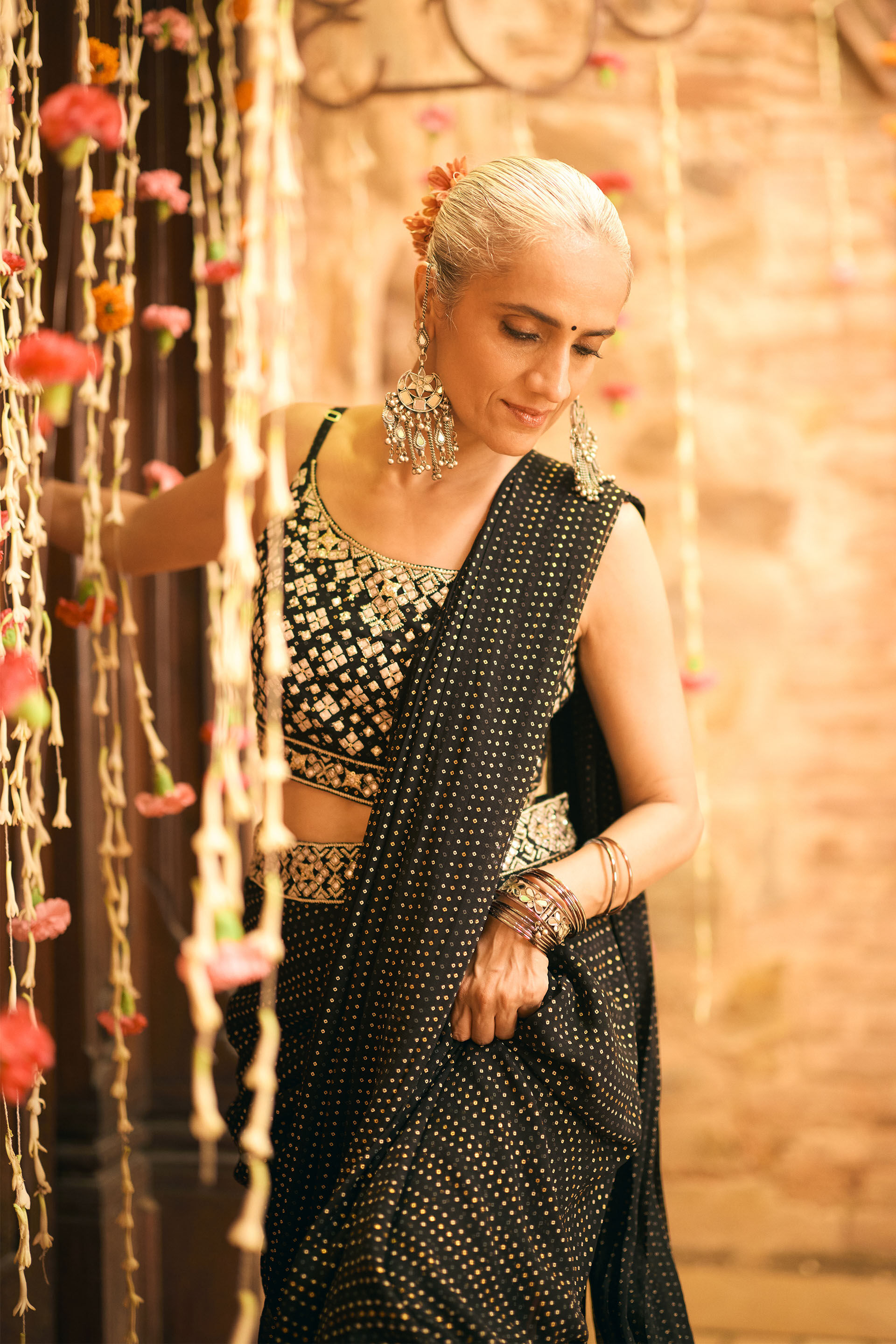 Sitaare Saare Pre-Draped Black Saree, Black, image 3